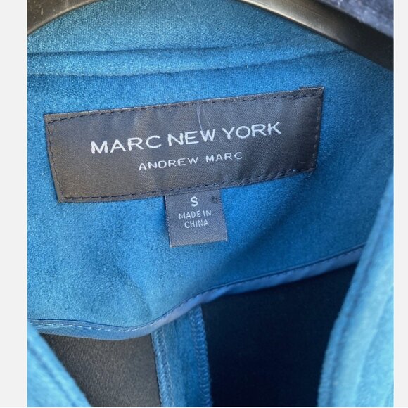 Share Marc New York S Andrew Marc Teal Faux Suede Light Zip Jacket Pockets Small - Picture 3 of 7